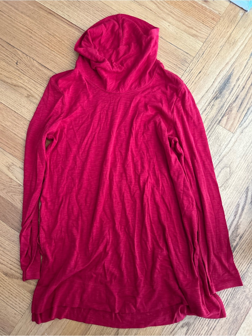 J. Jill Red Lightweight Hooded Turtleneck Sweater